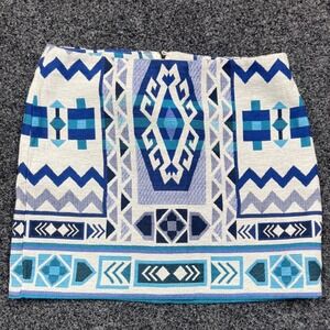 H&M Skirt Womens 10 Blue Geometric Tapestry Mini Boho Festival Southwestern